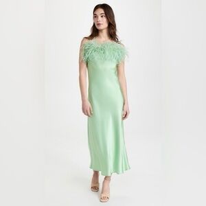 Sleeper Boheme Feather Trim Slip Dress